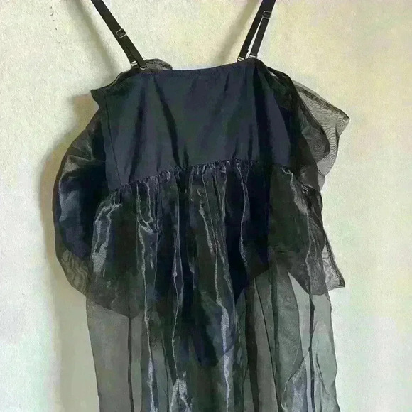 Free People Intimately Someone Say Bows Bodysuit Sheer Goth Coquette Dress  S - Picture 10 of 13